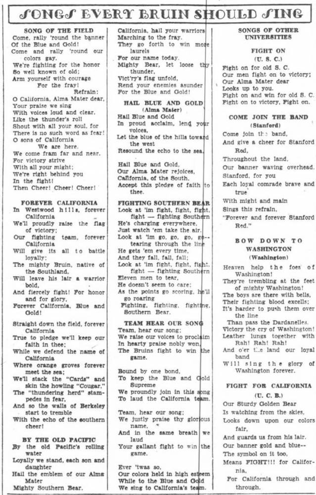 "Songs every Bruin should sing," March 28, 1934