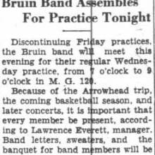 Rehearsal for Arrowhead trip, basketball games announced. January 10, 1934