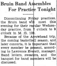 Rehearsal for Arrowhead trip, basketball games announced. January 10, 1934