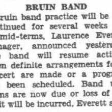 Band practice canceled due to midterms, April 4, 1934