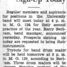 Band holds practice, September 27, 1934