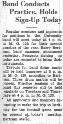 Band holds practice, September 27, 1934