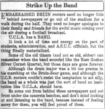 "U.C.L.A. has a BAND" editorial, September 27, 1934