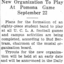 Band Manager Barry Bertram announces Band plans, September 17, 1934