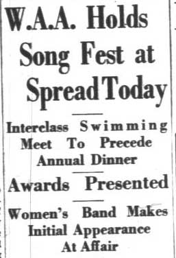 Women's Band makes initial appearance, November 21, 1935