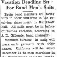 Vacation deadline for returning uniforms, December 9, 1935