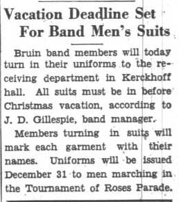 Vacation deadline for returning uniforms, December 9, 1935