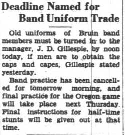 Deadline for Band uniform trade-in, October 18, 1935