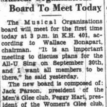 Musical Organizations board, September 18, 1935