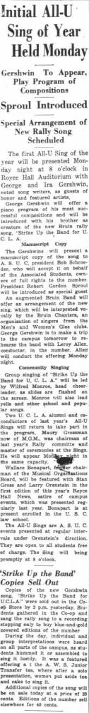 Gershwin to appear at All-U sing, September 25, 1936