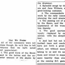 Letter praising Bruin Band, November 20, 1936