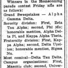 Band wins award in Homecoming Parade, November 2, 1936