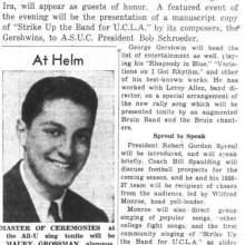 All-U Gershwin Nite, Gershwins appear. September 28, 1936