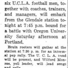 Band at sendoff for Oregon game, November 4, 1936