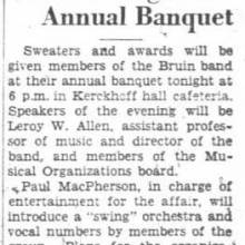 Band Banquet, April 2, 1936