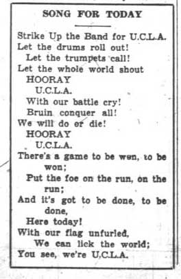 Song for today - "Strike up the Band for UCLA," October 7, 1936