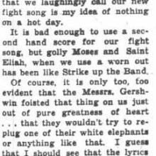 "Strike up the Band" 'a second-hand score' complaint. October 27, 1936