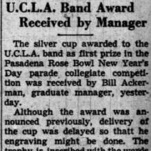 Band wins first prize in Rose Parade, February 18, 1937
