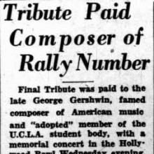 Tribute to the late George Gershwin, Registration issue - September 1937