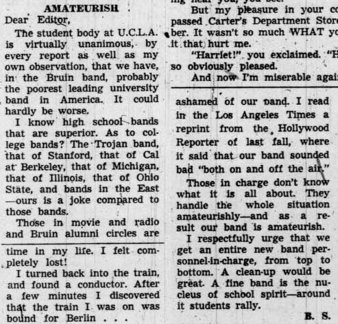 Letter - "Poorest leading university band in America," February 25, 1937