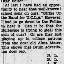 Student has to visit burlesque theatre to hear "Strike up the Band," November 18, 1937