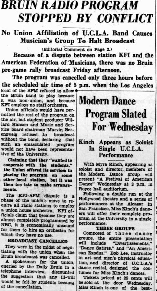 KFI and AFM dispute prevents Band from playing on radio, October 25, 1937