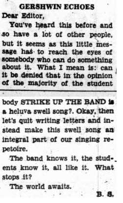 "Gershwin echoes" letter, November 3, 1937