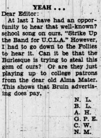 Student has to visit burlesque theatre to hear "Strike up the Band," November 18, 1937