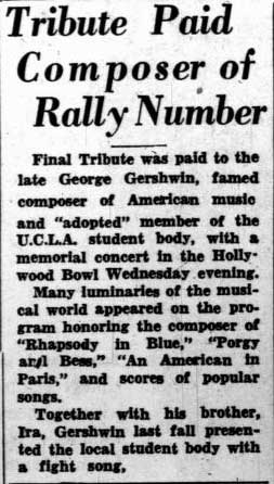 Tribute to the late George Gershwin, Registration issue - September 1937