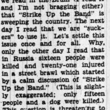 "Strike up the Band" letter, November 29, 1937