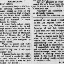 Letter - "Poorest leading university band in America," February 25, 1937