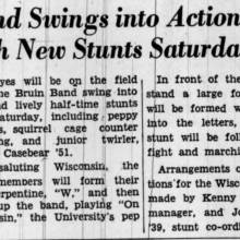 Band plans new stunts for Wisconsin game, November 10, 1938