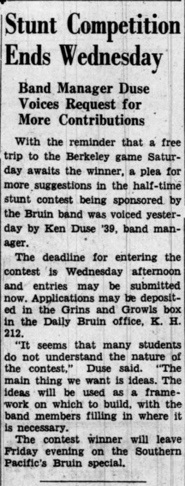 Band Stunt competition ends, October 10, 1938