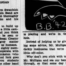 Band member's response to columnist Roy Swanfeldt, October 28, 1938