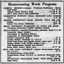 Homecoming schedule, October 24, 1938