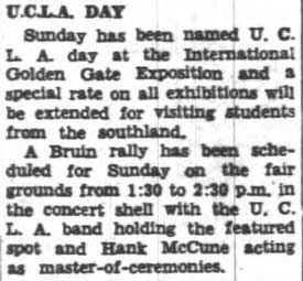 UCLA Day at Golden Gate International Exposition, October 13, 1939