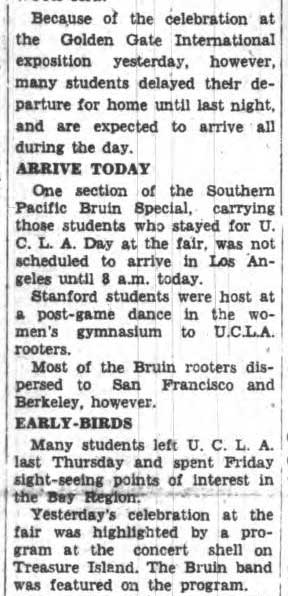 Band performs at Golden Gate International Exposition after Stanford game, October 16, 1939