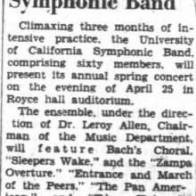 University Band announces concert, March 21, 1939