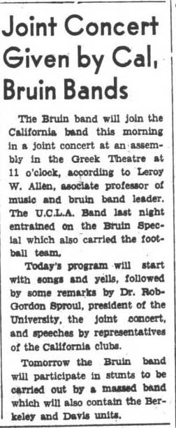 Joint concert with Cal Band, October 18, 1940