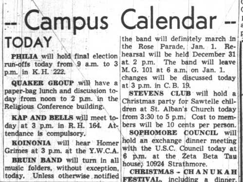 Shortly after the attack on Pearl Harbor, the Band announces it will "definitely march in the Rose Parade,"  December 11, 1941