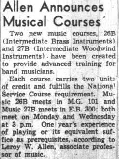 Allen announces musical courses, February 12, 1942