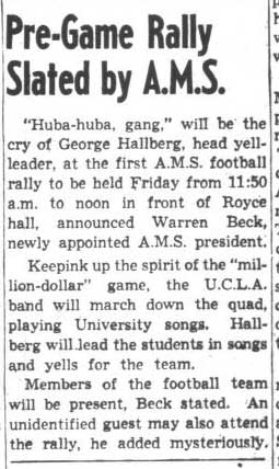 AMS plans pre-game rally, December 8, 1942