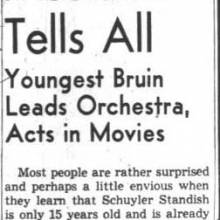 "Youngest Bruin" Schuyler Standish in Band, March 24, 1942