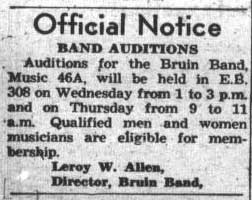 Band auditions, qualified men and women eligible. July 7, 1943