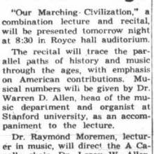 Allen tells musical saga, September 29, 1943