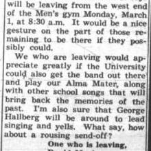 Request for Band send-off for Enlisted Reserves Corps, February 22, 1943