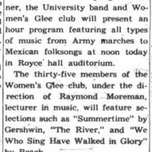 Women appear in Band for first time other than as majorettes, May 13, 1943