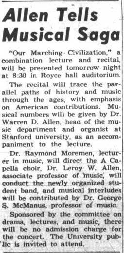 Allen tells musical saga, September 29, 1943