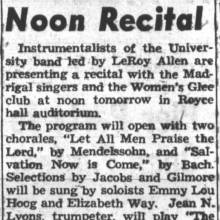 Singers and Band featured in noon recital, January 31, 1944