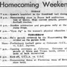 Homecoming schedule, November 24, 1944
